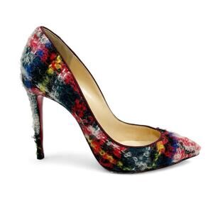 CHRISTIAN LOUBOUTIN Pigalle Follies Tweed Scottish Bouclette Pumps